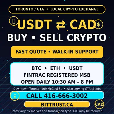 USDT to CAD Toronto | Buy & Sell Bitcoin, ETH & Crypto Exchange, View more