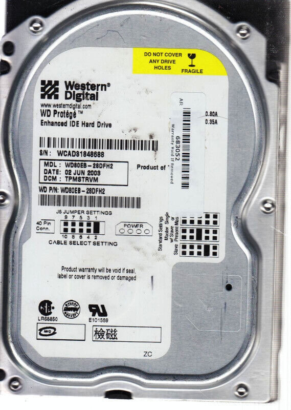 Western Digital WD80EB-28CGH2 8GB Internal IDE Hard Drive | System  Components | Ottawa | Kijiji