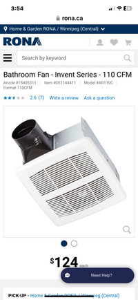 Vent fan, complete assembly. 