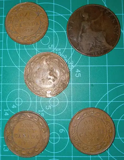 5 old coins in a lot, View more