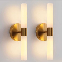 Wall Sconces Set of 2 Brushed Brass Gold