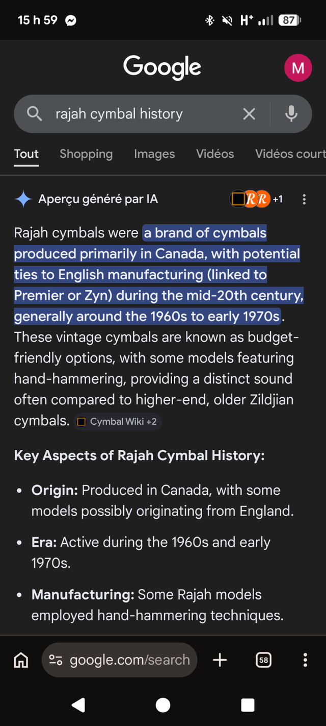 Rajah vintage cymbal in Drums & Percussion in West Island - Image 8