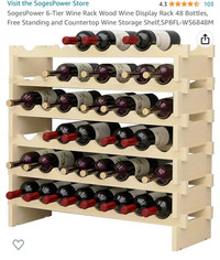 48 bottle Wine Rack - Wood - New In Box 