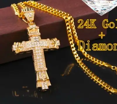 Mens stainless steel chain with cross , View more