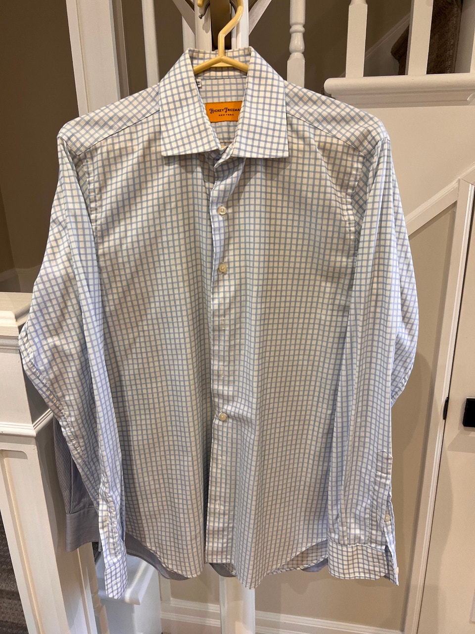 Hickey Freeman, Hickey Freeman men’s blue check dress shirt