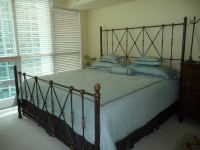 PRISTINE, NOT USED KING BOMBAY CO IRON BED, HIGH QUALITY