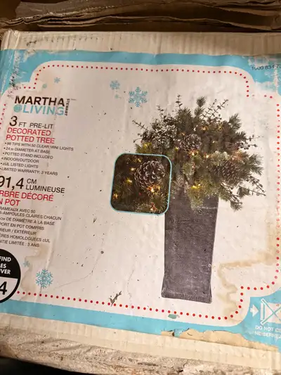 Martha Stewart 3ft Pre-Lit Decorated Potted Tree, View more