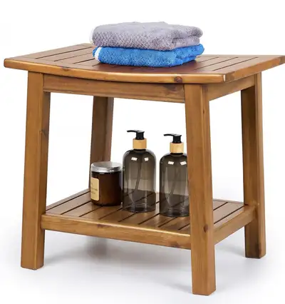 Factory Sealed - Brand New in Box Upolana Teak Shower Bench, 20", View more