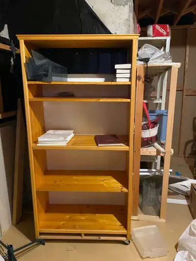 custom solid  wood bookcase 5.5 feet tall 2.5 wide 14 deep, View more