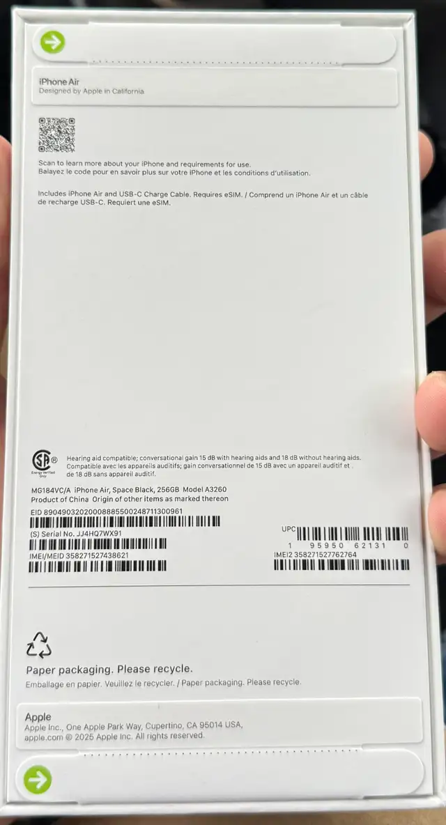 Sealed iPhone 17 air 256gb in Cell Phones in St. Catharines - Image 3