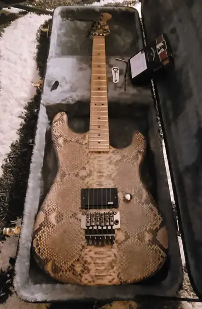Charvel Demartini Ratt tribute build w/genuine snake skin wrap, View more