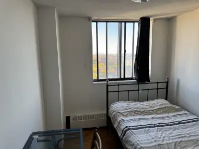 Furnished room available in a three bedroom apartment close to York University. Room includes a doub...