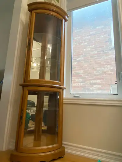 Vintage Corner Curio Cabinet – Glass Display Case, View more