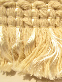 NEW, 6.5 YARDS IN 2 PIECES OF 1.5 INCH WIDE IVORY FRINGE