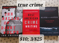 TRUE CRIME BOOKS, $10or 3/$25. cash sale.  like new condit