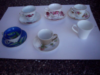 CUPS-SAUCERS ENGLAND QUEEN ANNE, JASON NUMBERED, BLUE, ROYAL D