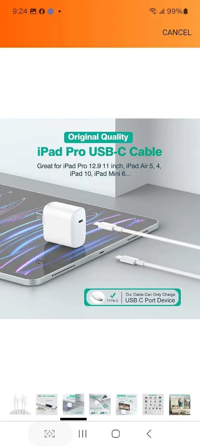2 Pack 10FT or 6 FT 60W USB C to C Cable for iPad Pro, Air 6 5 4 in General Electronics in Markham / York Region - Image 5