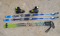 Salomon 121cm Cross country skis Fischer EU30 boots and poles