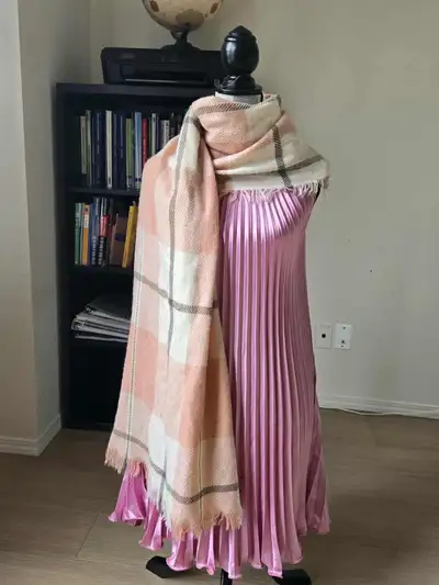 Brown and White Checkered Scarf, View more