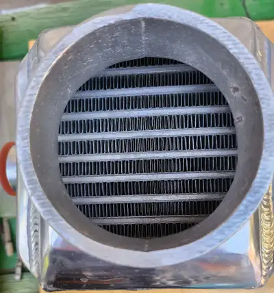 Large water air all aluminum intercooler from Frozen Boost - straight through flow design. https://w...