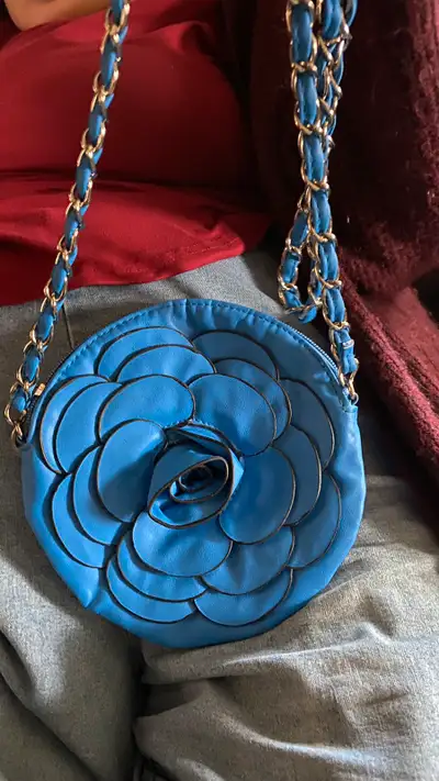 Sac à main à bandoulière fleur bleu, View more