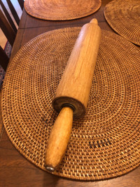 Vintage Wooden Rolling Pin With Metal Rod