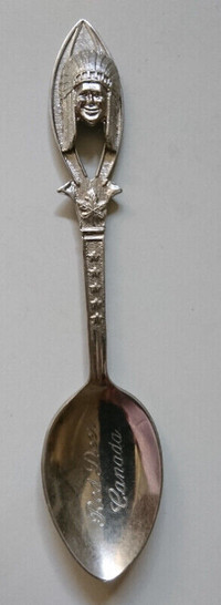 Vintage Red Deer Souvenir Spoon with Native Indian Chief Head