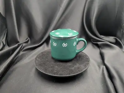 Green Lidded Tea Cup with Ceramic Infuser, View more