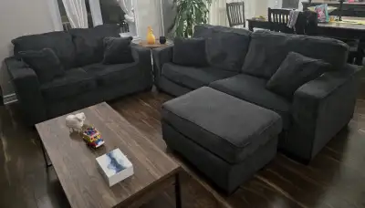 Ensemble de sofas – 3 pièces (4 places, 2 places + pouf), View more