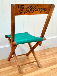 Antiquité. Collection. Chaise pliante bois & toile ST-GEORGES L