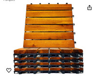 Interlocking Deck Tiles 8 Pack - Snap Together Wood Flooring | 1
