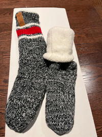 Warm knitted sherpa lined sock slipper - one size