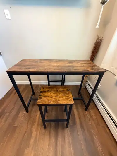 Rustic Industrial Dining Table and Stools, View more