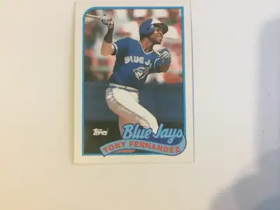This is a Tony Fernandez Topps baseball card from 1989. The card showcases Fernandez in his Blue Jay...