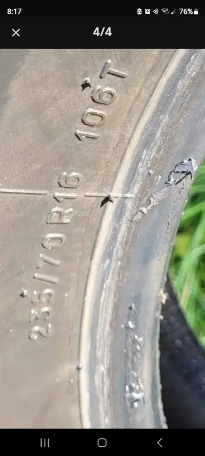 2 M/S tires in new condition 235 70 16 located in New waterford