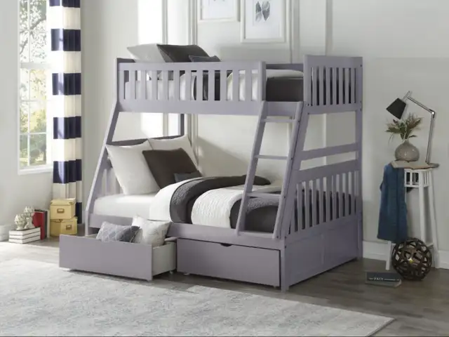 Lisa Bunk bed, Single over Double, Grey or White, NEW,  in stock in Beds & Mattresses in Tricities/Pitt/Maple - Image 2