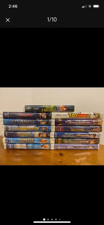 $10 each. $100 for all. Factory Sealed Disney Clamshell VHS Movies 2 are Dreamworks movies. - Sinbad...