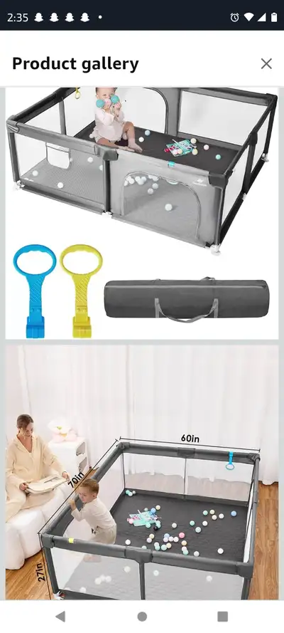 Extra large Grey Baby playard playpen 59 inch x 71 inch, View more