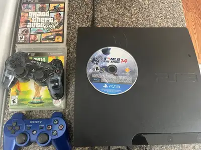SONY PS3 CECH-3001B 320GB console, 2 Controllers, and 3 games, View more
