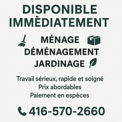 Hello, my name is Brice. I am currently in Toronto and looking for a cash job. I have experience wor...