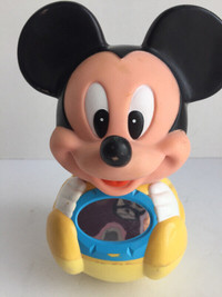Vintage Disney Mickey Mouse Roley Poley Weeble Wobble Chime Toy