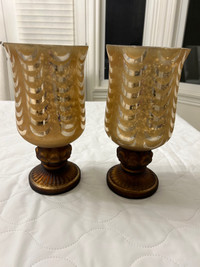 Set of 2 glass candle holders