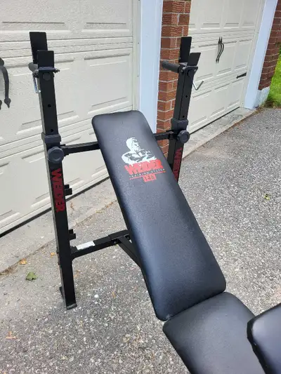 Weider 146 Exercise Bench. Key Features: The backrest offers three adjustable positions, including f...