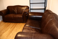 TWO Leather Loveseat Couches