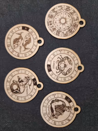 Key chain/medallion, custom key chain/medallion lazer engraved zodiac signs, animal, names, sayings,...