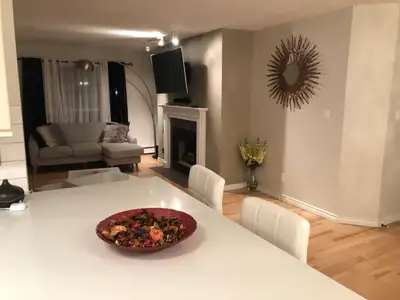 Furnished master bedroom available for room rental in a renovated downtown apartment. The bedroom fe...