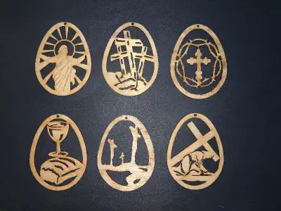 Religious Symbols/Decorations : 6 set -Wooden : NEW : Never Used, View more