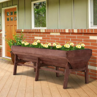 Raised Garden Bed Wood Elevated Garden Plant Bed w/ Growing Spac