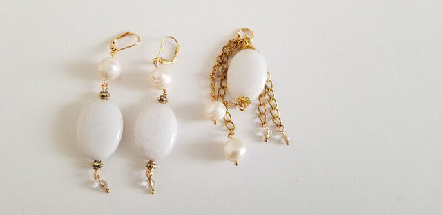 Jewelry set (pendant and earrings), with white jade in Hobbies & Crafts in City of Toronto - Image 3