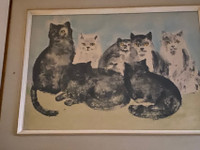 Chats - lithographie Léonor Fini